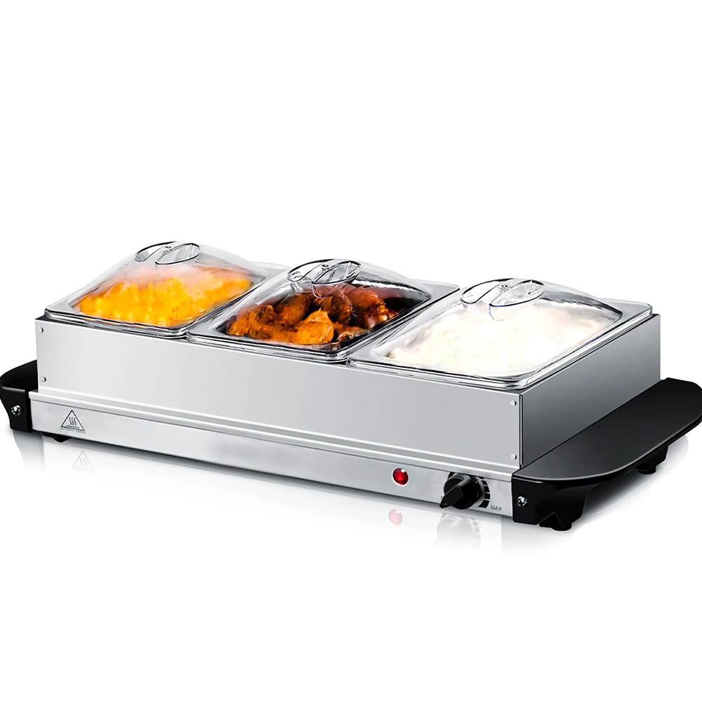 Electric Buffet Server Food Warmer with three 2.1L warming trays designed for large gatherings and catering events.
