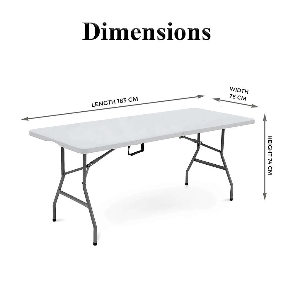 Durable 6ft folding plastic table for BBQs, trade shows, and events in the UK