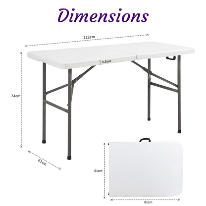 Heavy-duty 4ft folding plastic table for UK garden parties and outdoor events