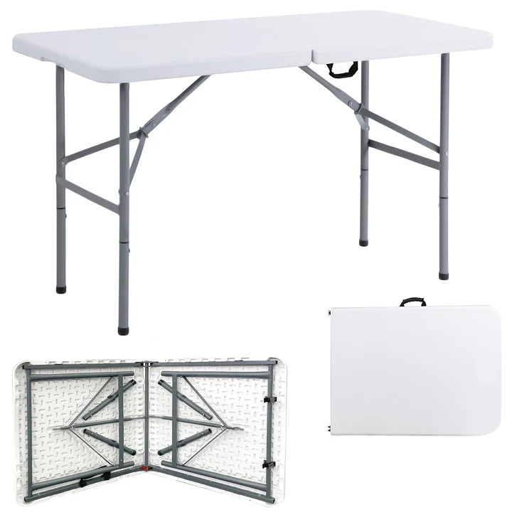 4ft Folding Table with Steel Frame - Durable & Portable for Home, Office, and Outdoor Use