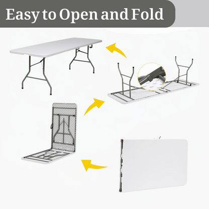 6FT Folding Table UK – Durable, Portable, and Versatile Table for Home, Office, Events, and Outdoor Use with a Sturdy Steel Frame and Easy Storage.